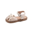 thumbnail image 5 of Girls Bow Sandals Closed Toe Breathable Woven Kids Little Kid Faux Faux Leather Beige Summer,Size 8.5 M, 5 of 7