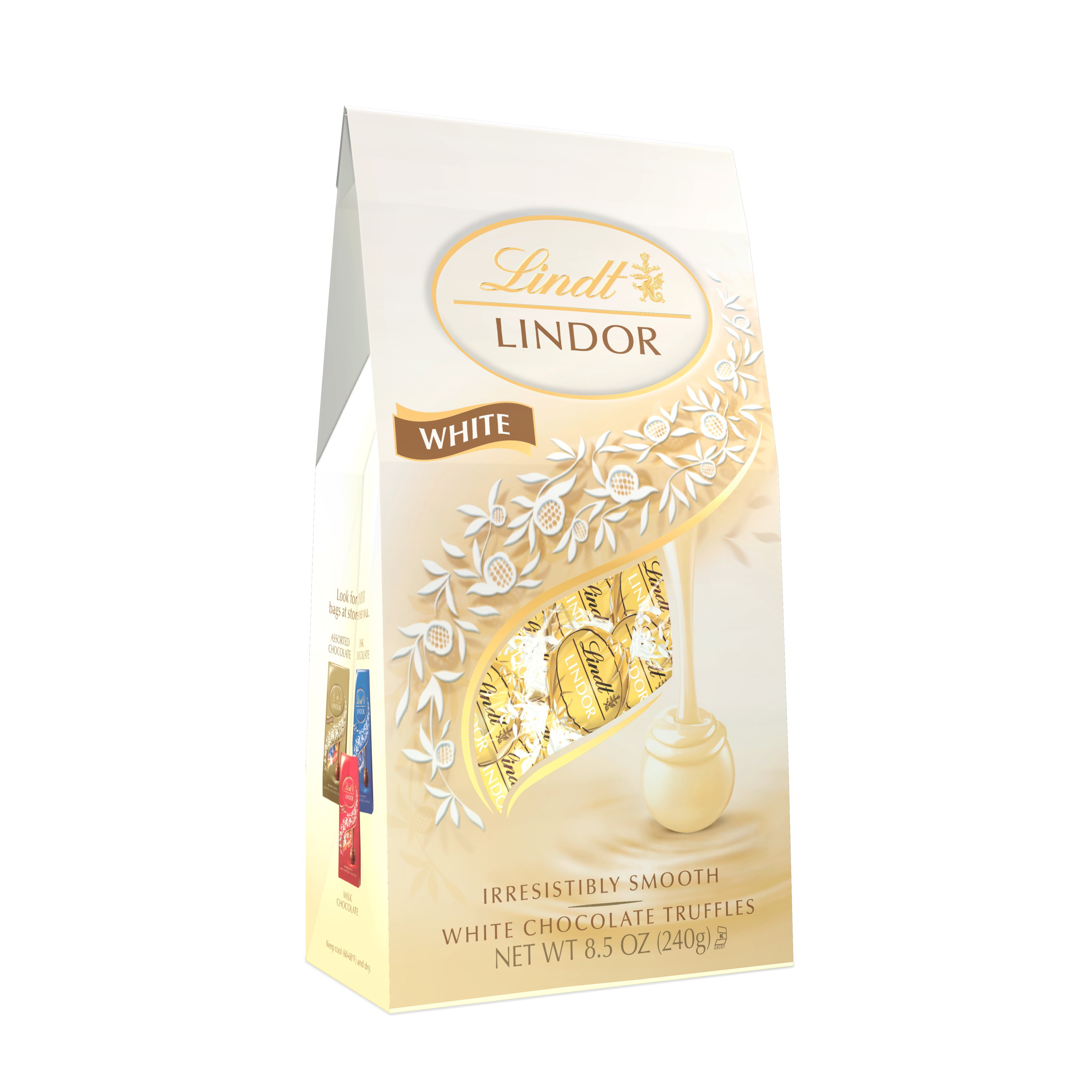 Lindt Lindor White Chocolate Candy Truffles, 8.5 oz Bag