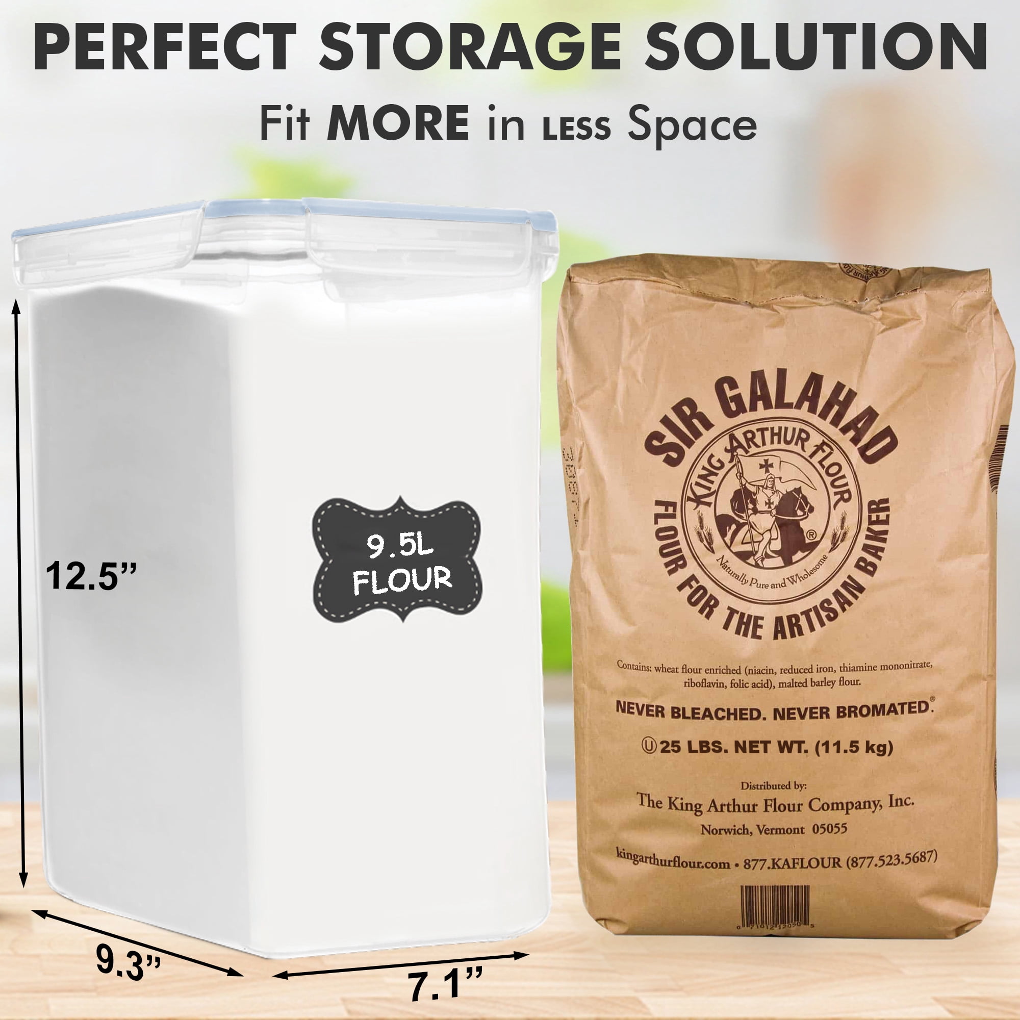 Shazo 2PC (9.5L | 321 oz) Extra Large Airtight Flour Sugar Storage Containers, BPA Free Plastic Food Storage Containers with Lids, Includes 2 Measuring Spoon