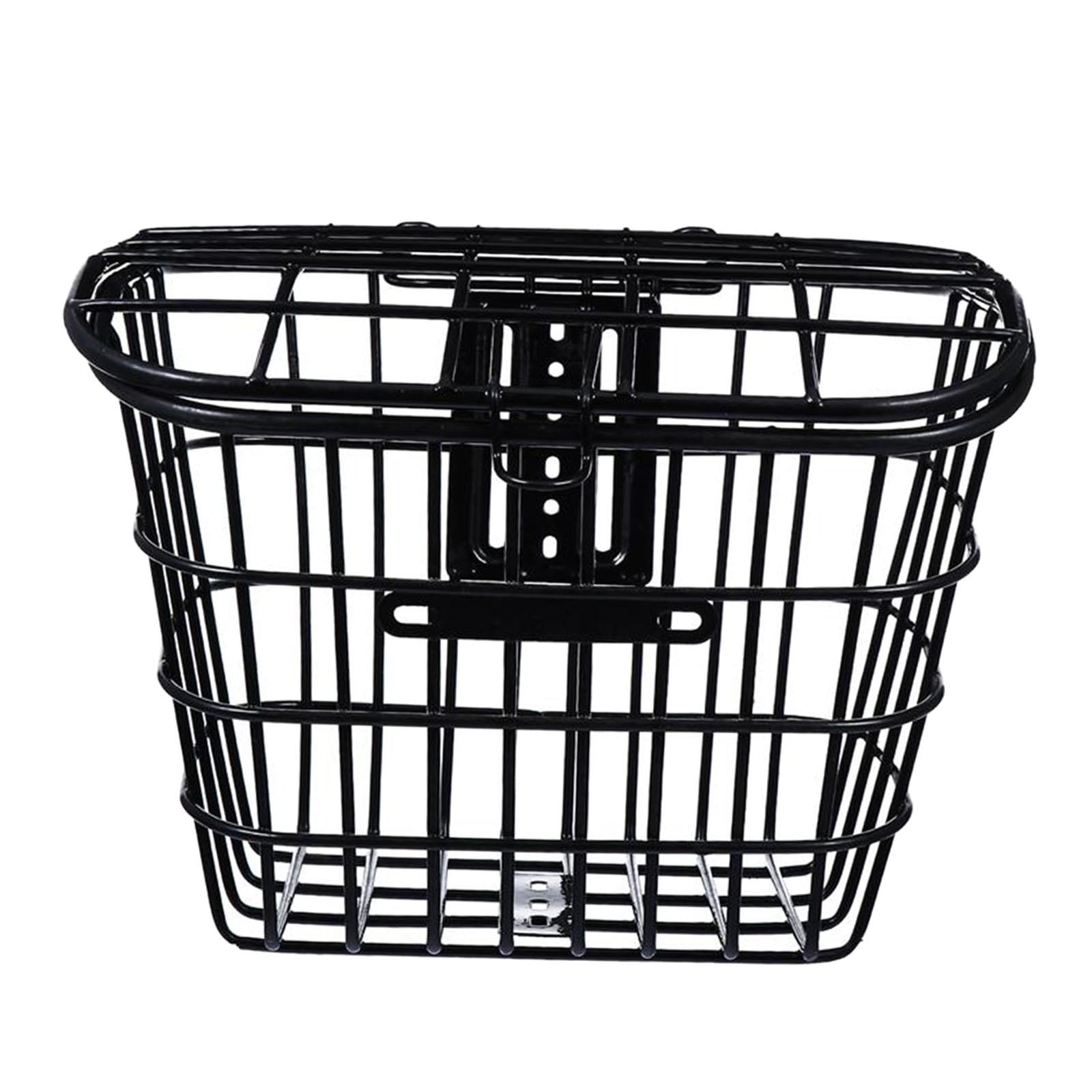 Bike Cycling Basket Quick Release Front Handlebar Multifunction Wire Basket Large Capacity Electric Bike Basket for Man Boys Woman Girls Black