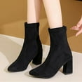 thumbnail image 2 of Women's Everyday Casual Mid Calf Boots with Round Toe and Block Heel On Style for Autumn Winter Comfort Versatile Wear,Color:Black,Size:6, 2 of 8