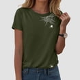 thumbnail image 2 of Landzoo Halloween Women'S T-Shirt Spider Web Minimal Print Short Sleeve Round Neck Tops Party Casual Women Tees Size L Army Green, 2 of 5