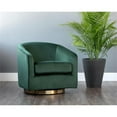 thumbnail image 2 of Maklaine 19" Modern Fabric Barrel Back Swivel Lounge Chair in Deep Green, 2 of 8