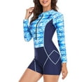 thumbnail image 3 of YIZYIF Womens Long Sleeve Athletic One Piece Swimsuit Rash Guard Front Zipper Surfing Diving Swimwear, 3 of 5