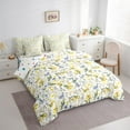 thumbnail image 3 of Manfei Yellow Blue Floral Bedding Comforter Set for Girls, Green Leaves King Bedding Sets, Botanical Plant Theme Bed Sheets, Ultra Soft Home Decor Reversible 7 Pieces, 3 of 8