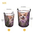 thumbnail image 3 of Balery Dog in Lavender Flowers Cesta de ropa redonda con asas, impermeable, independiente, para ropa, juguetes, dormitorio y familia-Medium, 3 of 6