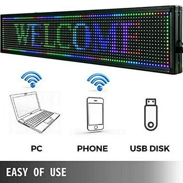 Led Sign Led Scrolling Sign 40 x 8 inch Seven-color Sign Programmable by PC& WiFi & USB with SMD Technology for Advertising and Business LED Advertising Sign Board