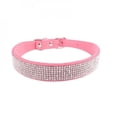 thumbnail image 1 of Pet Collar 6 Rows Full Diamante Rhinestone Leather Dog Collars Adjustable Cat Pet Collar Pet Products Pink M, 1 of 6