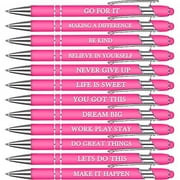 Zonon 12 Pieces Quotes Pen Inspirational Ballpoint Pen with Stylus Tip Motivational Messages Pen Metal Inspirational Pen Set Metal Black Ink Pens Encouraging Stylus Pen (Motivational Style, Pink)