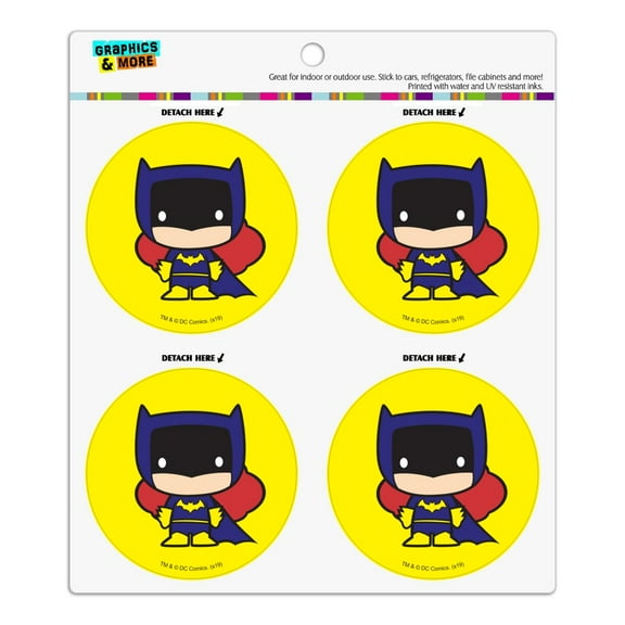 Batman Batgirl Cute Chibi Character Refrigerator Fridge Locker Vinyl Circle Magnet Set