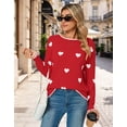 thumbnail image 6 of Cogild Sweaters for Women Heart Pattern Knit Crew Neck Long Sleeve Pullover Sweater, 6 of 10