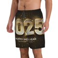thumbnail image 2 of Balery Happy New Year 2025 E Traje de Baño Estilo Hawaiano para Hombre, Shorts de Secado Rápido con Bolsillos-XX-Large, 2 of 6