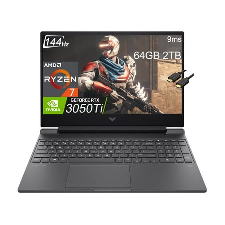 HP Victus 15t 15.6" FHD 144Hz (AMD 8-Core Ryzen 7 5800H, 64GB RAM, 2TB PCIe SSD, Geforce RTX 3050 Ti 4GB, IPS) Gaming Laptop, Backlit, Webcam, Type-C, Wi-Fi 6, HDMI Cable, Windows 11 Home - 2022