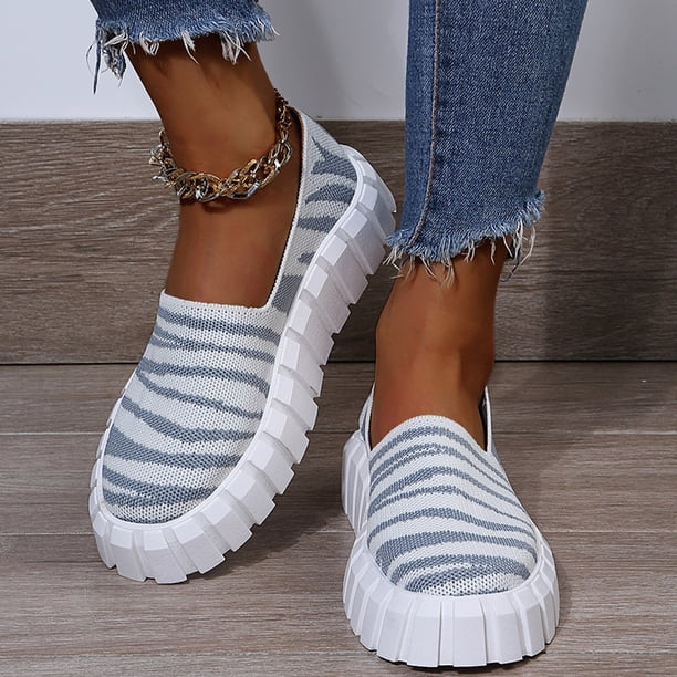 Calzado a rayas de suela gruesa informal y cómodo para mujer, zapatos individuales transpirables Wmkox8yii FOPL2436