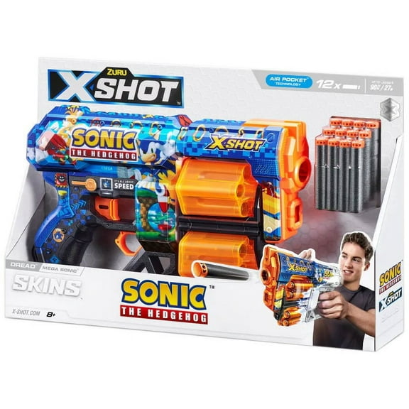 ZURU Sonic The Hedgehog Dread Mega Sonic Nerf Blaster with 12 Darts for Age 8