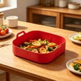 thumbnail image 4 of JHyouerji Silicone Air Fryer Liner Baking Tray Red Food Grade Non Stick Reusable Oven Microwave Pizza Cake Bakeware Foldable Storage Kitchen Accessory, 4 of 6