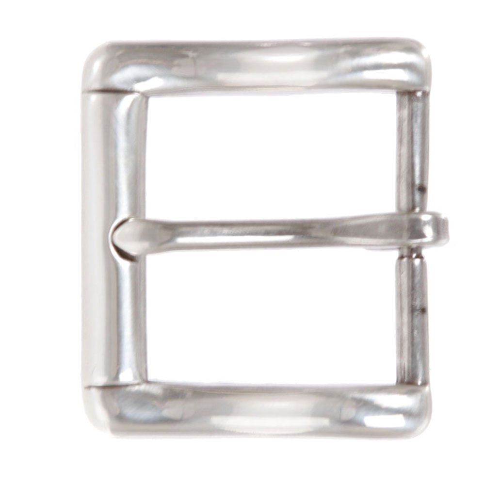Silver Heavy Solid Center Bar Prong Rectangular Belt Buckle For 1-1/2" Strap 