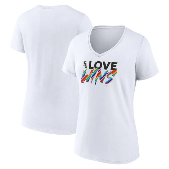 Women's White Chicago White Sox Love Wins V-Neck T-Shirt