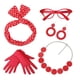 thumbnail image 1 of Costume Accessories Set Chiffon Scarf Cat Eye Glasses Bandana Tie Headband and Earrings--B--Red--Product code 61491 Red, 1 of 5
