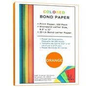 UOFFICE Colored Bond Paper Bundle 8.5" x 11", 20lbs, 100 Pages, Orange