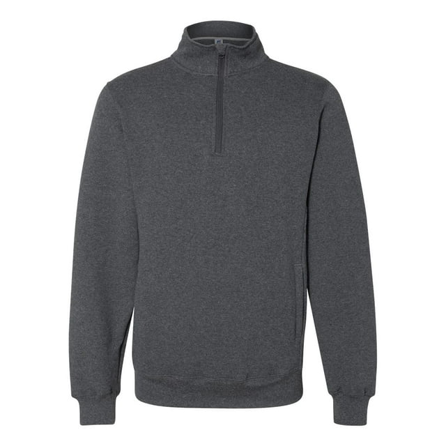 Dri Power Quarter-Zip Cadet Collar Sweatshirt, 3XL, Black Heather