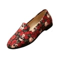 thumbnail image 3 of Domuza Walking Shoes Women Breathe Mesh Slip On Sneakers Lightweight Floral Casual Loafers Trendy Comfortable Walking Sneakers for Women Red 7（EU-38）, 3 of 4