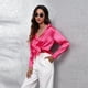 thumbnail image 2 of Blusa de mujer de satén de seda con cuello en V, elegantes blusas de negocios, 2 of 4