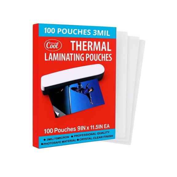 Simply Cool 3 Mil Thermal Laminating Sheets Pouches 100ct 9 x 11.5 Inch | Thermal Laminating Pouches for Letter Size Document, for Office, Classroom, and School Supplies, Fits all Laminator Machine