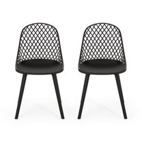 GDF Studio Lucy Outdoor Modern Dining Chairs, Set of 2, Black