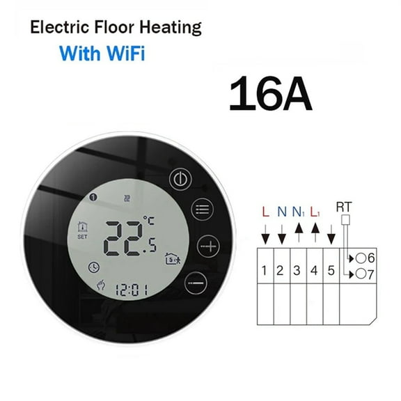 WiFi LCD Display Intelligent Thermostat Electric Heating Programmable Temperature Controller APP Control,1 x WiFi Intelligent Thermostat,Black