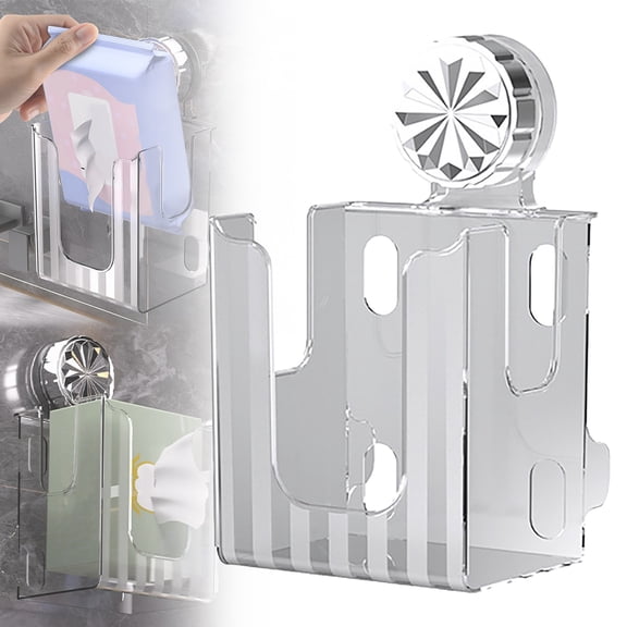 Suction Cup Kitchen Wipes Storage, Flushable Wipes Holder for Bathroom, Wall-Mounted Tissue Box, Non-Slip Flushable Wipes Holder, Wipe Container, Wipes Dispenser for Kitchen Bedroom Bathroom, 1 Pcs