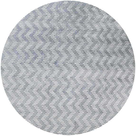 Ahgly Company Indoor Round Mid-Century Modern Platinum Silver Gray Oriental Area Rugs, 4' Round