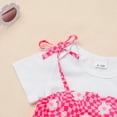 thumbnail image 4 of IWEMEK Girl Dresses Crew Neck Bohemian Outfits Chic Floral Printed Loose Fake White T Shirt Dress with Headband, 4 of 7