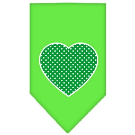 - Green Swiss Dot Heart Screen Print Bandana Lime Green Small
