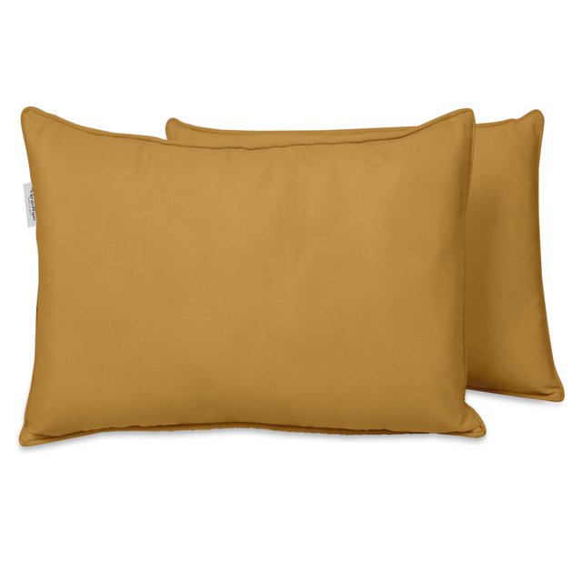 SNNROO Indoor/Outdoor Polyester Fabric Lumbar Pillow Cover All-Weather Waterproof Rectangular Cushion Case for Patio Furniture 12” x 20”Set of 2-Yellow