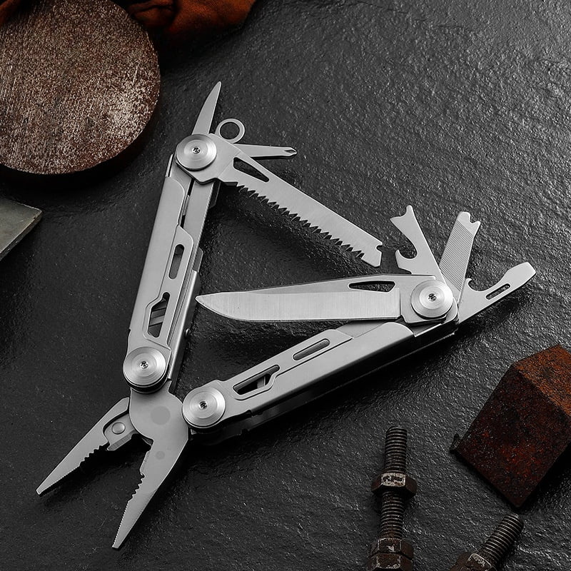 HANVVEIDA 13-In-1 Multitool Pliers Multi Tool with Safety Locking and Pocket Sheath,silver