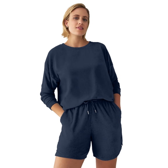 Ellos Plus Size Terry Cloth Short With Drawstring Elastic Waist