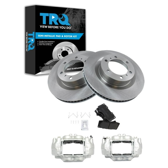 TRQ Front Brake Pad & Rotor Kit Brake Caliper Brake Pads Brake Rotor Semi-Metallic Fits Select 2010-2015 Lexus GX460 Toyota 4Runner