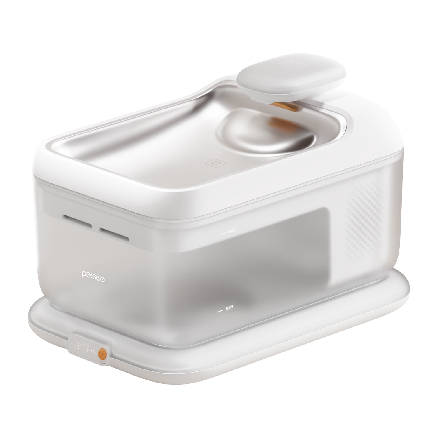 Wireless Automatic Pet Water Fountain 4.5L , Cordless Electromagnetic Pump, Stainless Steel Tray, Motion Sensor Mode, Ultra Quiet <30dB, Triple Filtration for Cats & Dogs,S7-Air-white