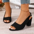 thumbnail image 6 of absuyy Womens Slingback Sandals Black Comfortable Low Block Heel Peep Toe Adjustable Strap Soft Flock Everyday Casual & Office Shoes,Size 6, 6 of 9