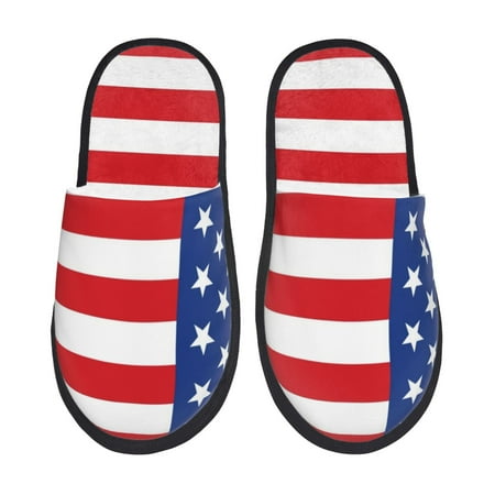 

Tideii America Flags3 for Home Indoor Cotton Slippers Autumn and Winter EVA Plush Slippers Household Supplies Unisex-Large