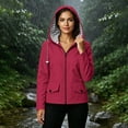 thumbnail image 2 of Lmueinov Womens Striped Lined Waterproof Hooded Windbreaker Jacket Zip Oxford Cloth Casual Outerwear with Pocket for Fall Winter Outdoor Hiking Daily Wear, 2 of 7
