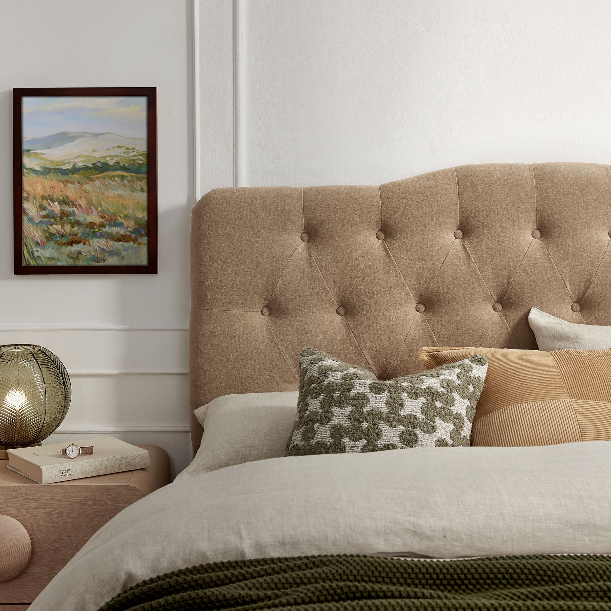 Annabel Premium Linen Blend Queen Headboard in Almond