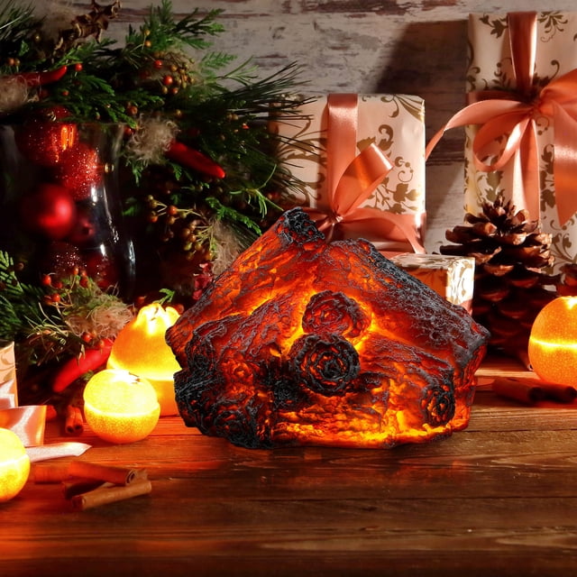 BESTYASH USB Powered Resin Flame Lamp Fake Fire Logs Red Light for Campfire Ambiance