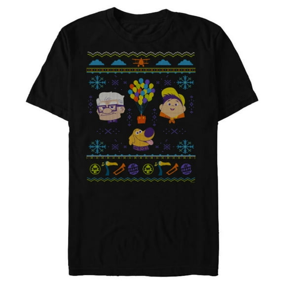 Disney PIXAR Up Ugly Christmas Sweater Holiday - Short Sleeve Blended T-Shirt for Adults - Customized-Black