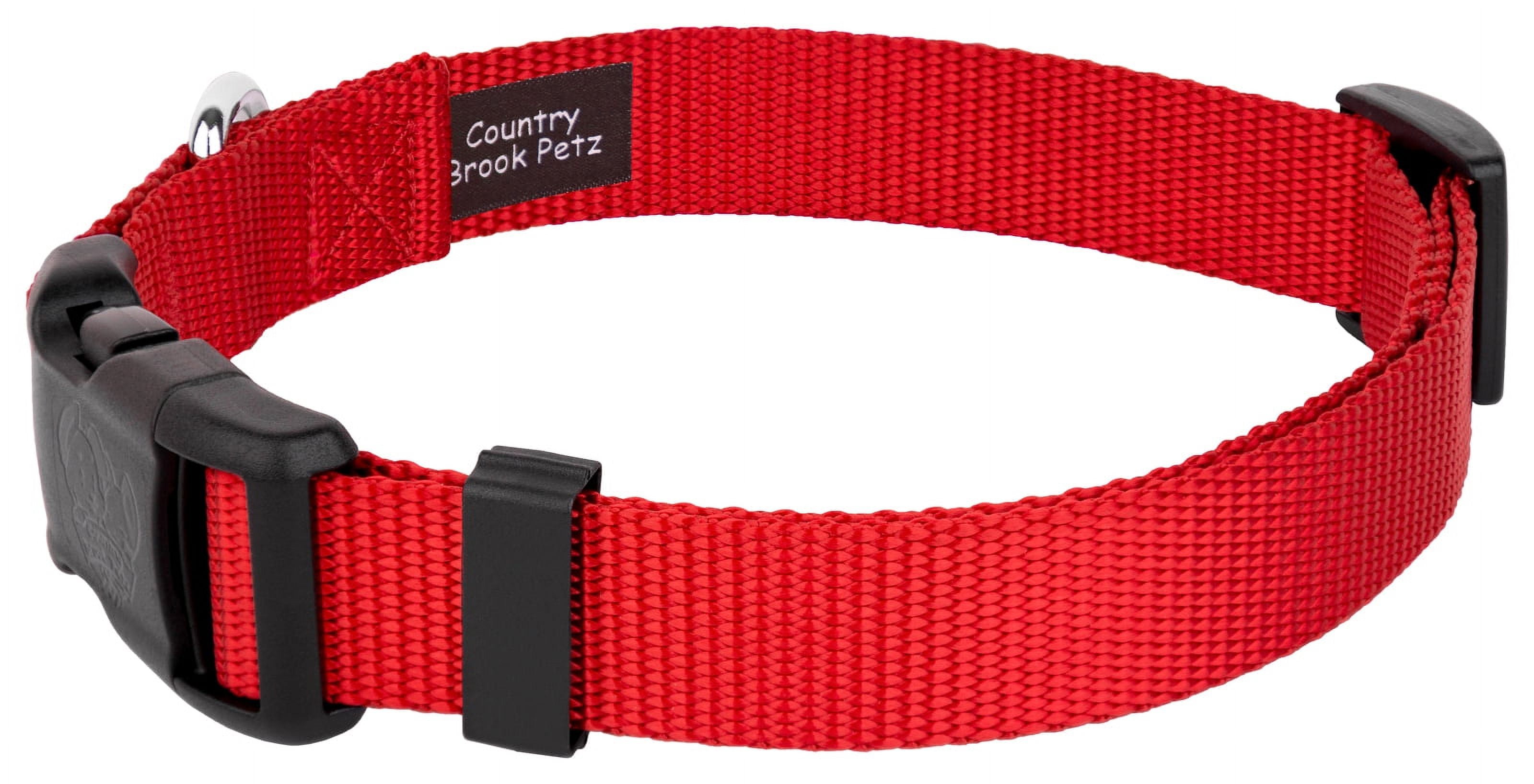 Country Brook Petz® Bright Red Everyday Nylon Dog Collar and Leash, Small