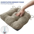 thumbnail image 5 of Chair Cushions for Dining Chairs Set of 4, Kitchen Chair Cushions, Chair Pads with Ties and Non Slip Backing, Tufted Memory Foam Seat Cushion 4 Pack, 18" x 18" x 4", Khaki, 5 of 14
