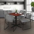 thumbnail image 3 of Regency Cain Small 30 in. Square X-Base Breakroom Table- Cherry & 4 Zeng Stack Chairs- Grey, 3 of 10