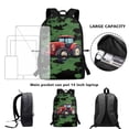 thumbnail image 6 of Binienty Red Tractor Printed School Backpack for Kids 6-14, 17 Inch Large Capacity Bookbag with Laptop Pocket, Customizable Strap Casual Travel Daypack for Students, 6 of 6