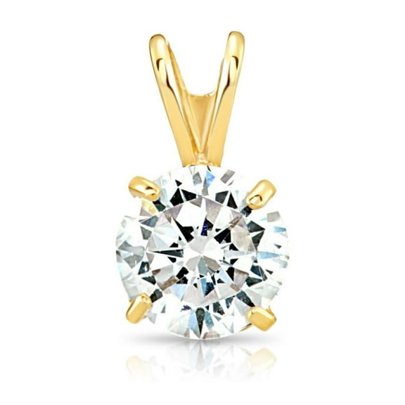 Tilo Jewelry 14K Yellow Gold .85 Carat Solitaire Round Brilliant CZ Pendant Charm | 6mm | Classic Everyday Pendant for Women & Unisex Necklace